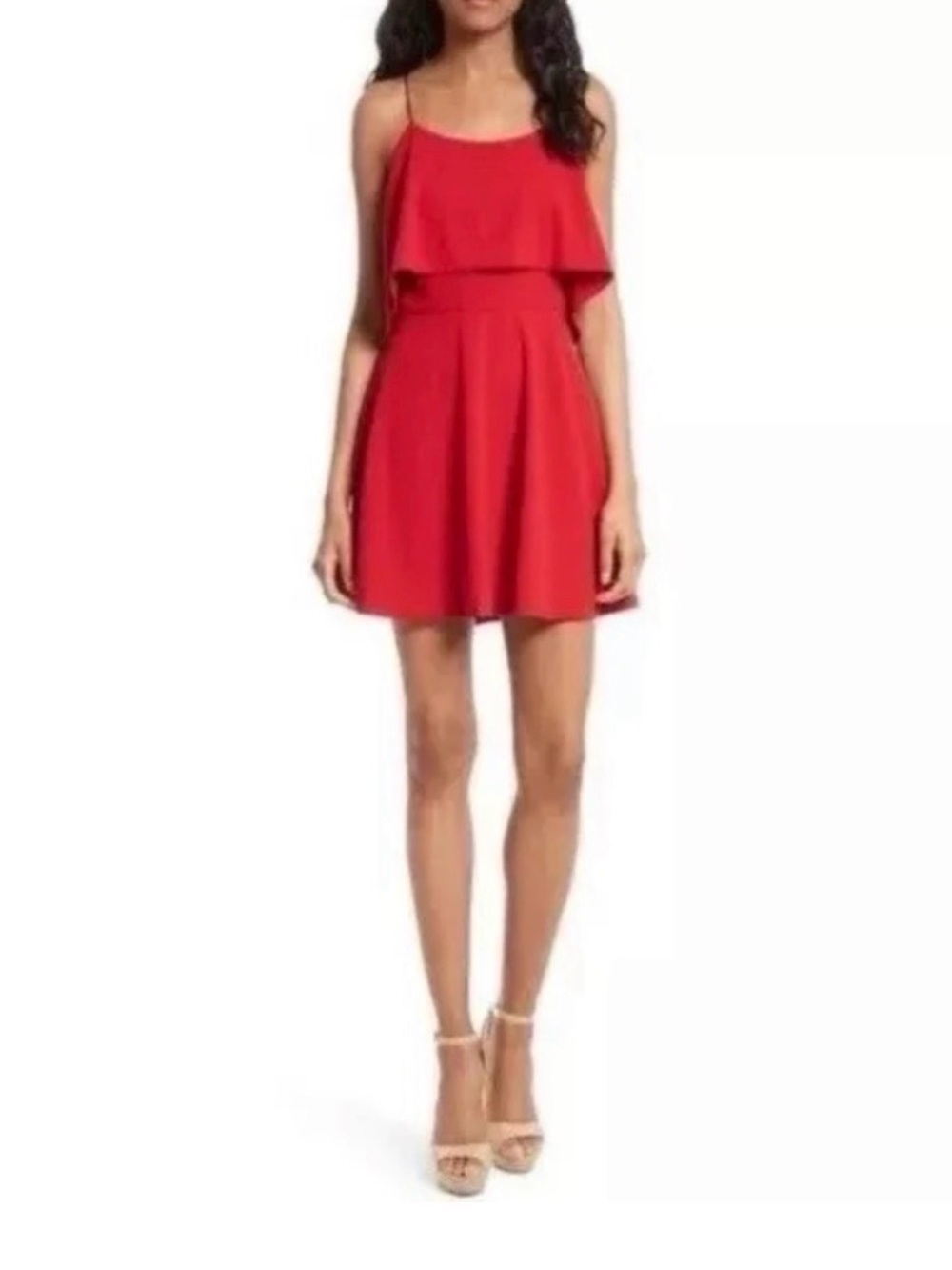 Alice + Olivia Red Ruffle Tiered Sleeveless Dress Size 8
